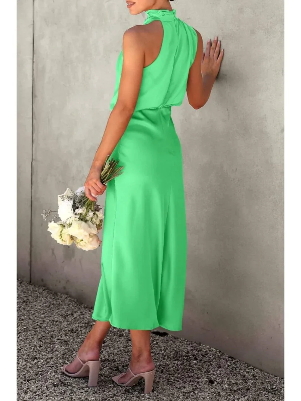 rose gold satin dress Kira One-Shoulder Size:27 inches model-emilyvenz S by Sebastian Royal